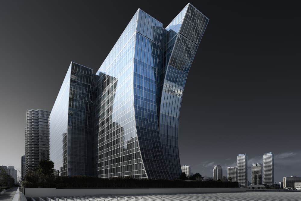 Modern Blue Skyscraper by Akira TAKAUE — canvas wall art