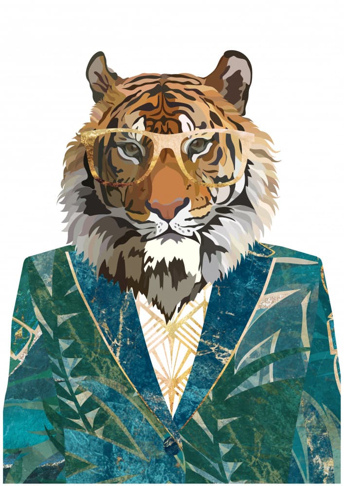 Dapper Jungle Tiger by Sarah Manovski — canvas wall art