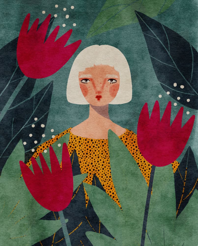 Whimsical Jungle Woman by Lena Refur — canvas wall art