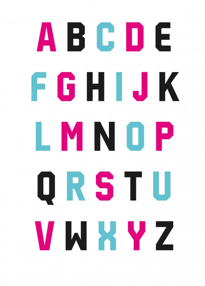 Colorful Modern Alphabet by kathrinmay — canvas wall art