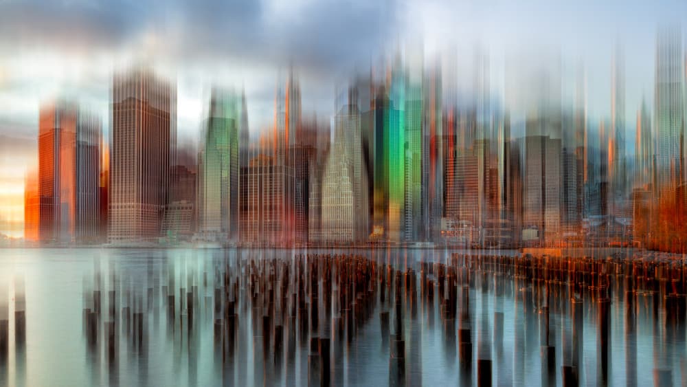 Vibrant City Reflections by Fiorenzo Carozzi — canvas wall art
