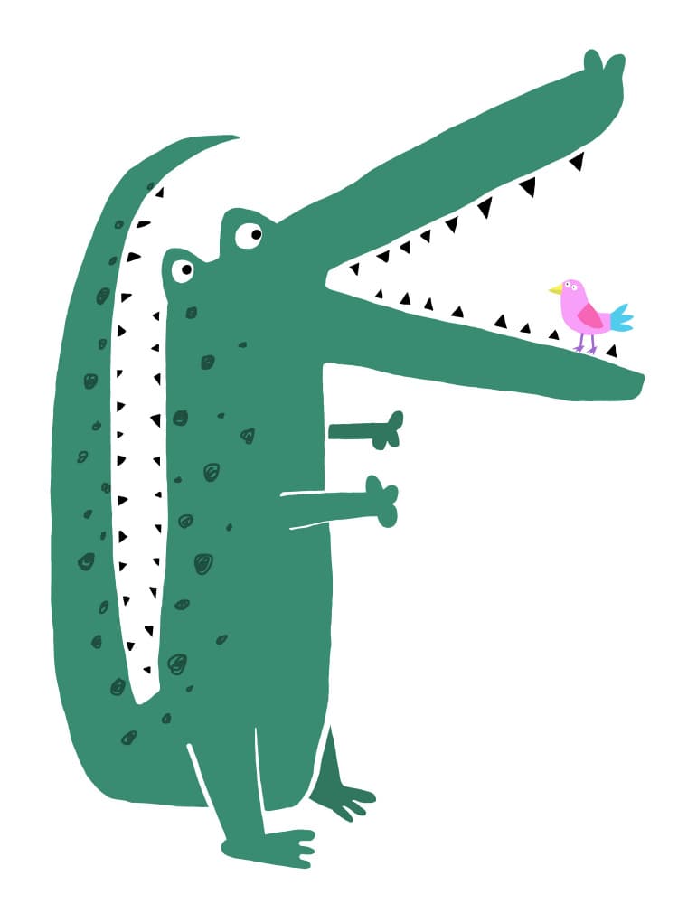 Alligator's Tiny Friend by Carla Daly — canvas wall art