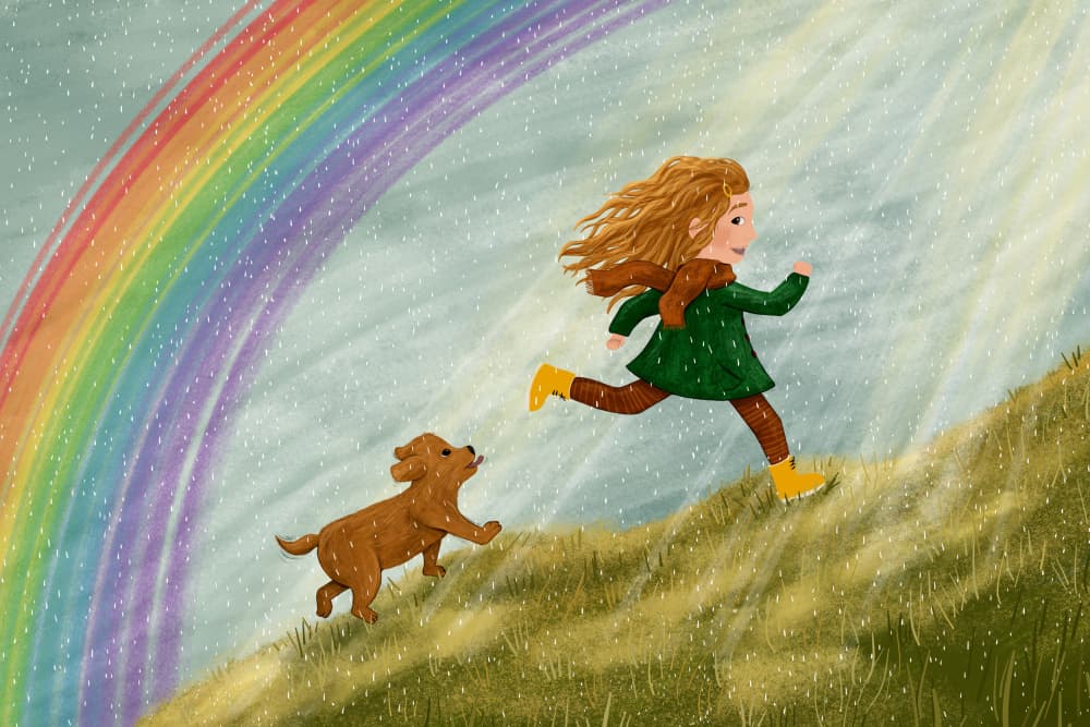 Happy Rainbow Run by EMELIEmaria — canvas wall art