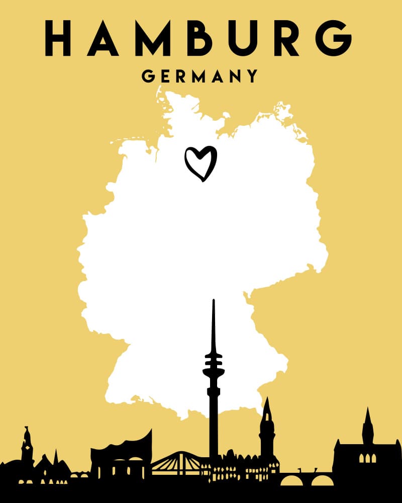 Hamburg Germany Map Skyline by Emiliano Deificus — canvas wall art