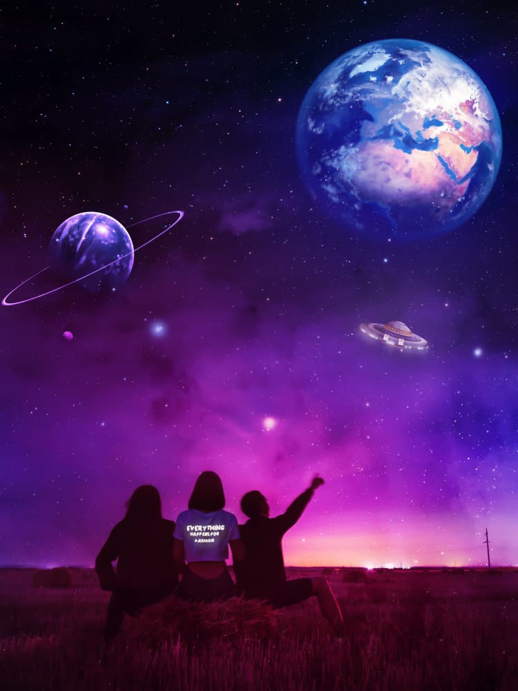 Friends Watching The Universe by Ritvik takkar — canvas wall art
