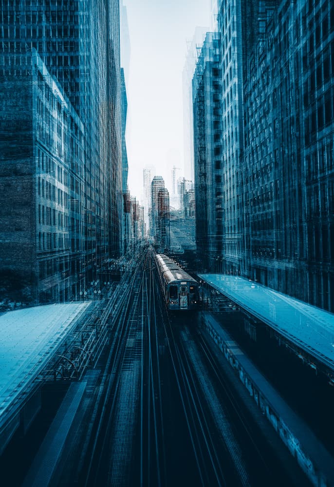Elevated City Train by Carmine Chiriacò — canvas wall art