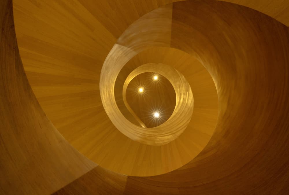 Golden Spiral Staircase by Catherine Wang — canvas wall art