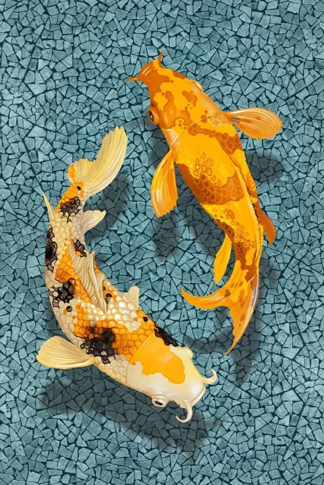 Yin Yang Koi by Marja van den Hurk — canvas wall art