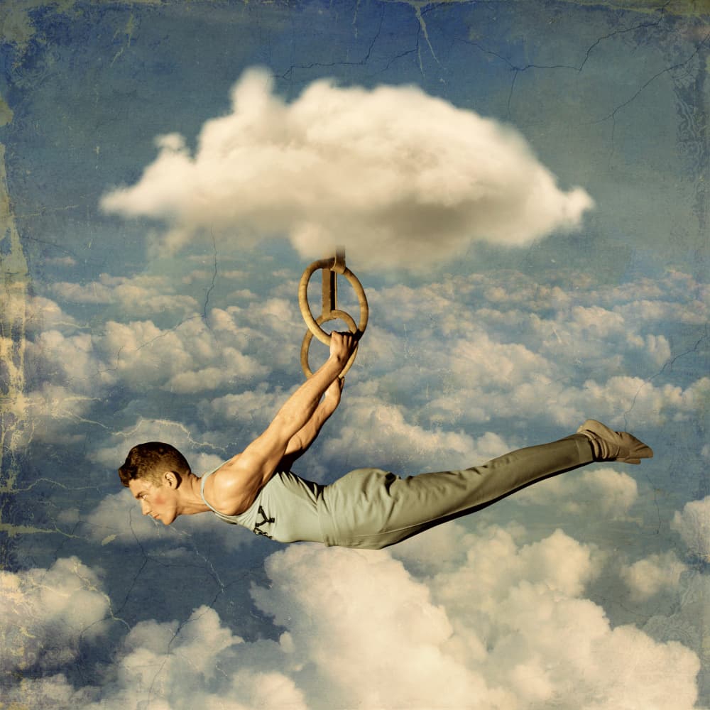 Sky Rings Gymnast by Marja van den Hurk — canvas wall art
