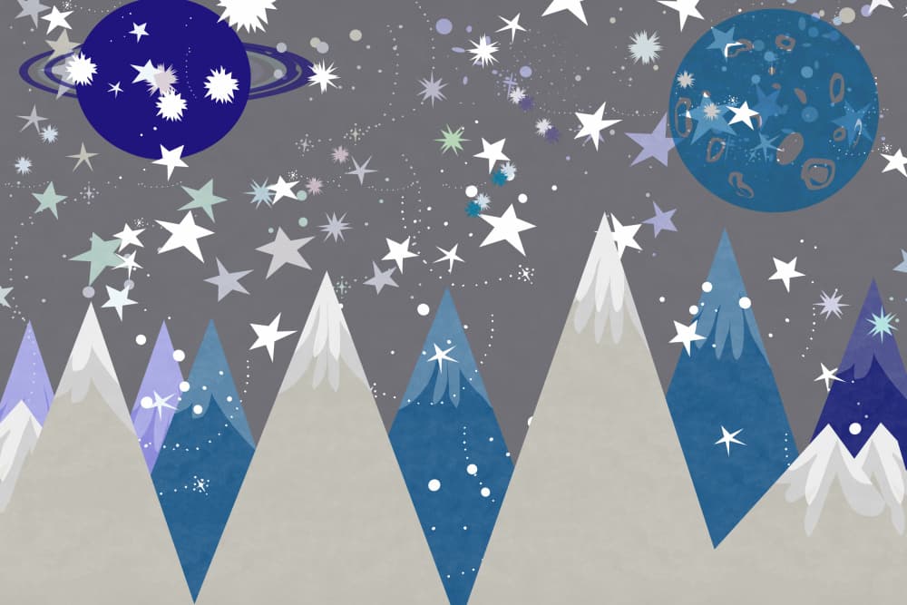 Dreamy Mountain Night Sky by casa cartissi — canvas wall art