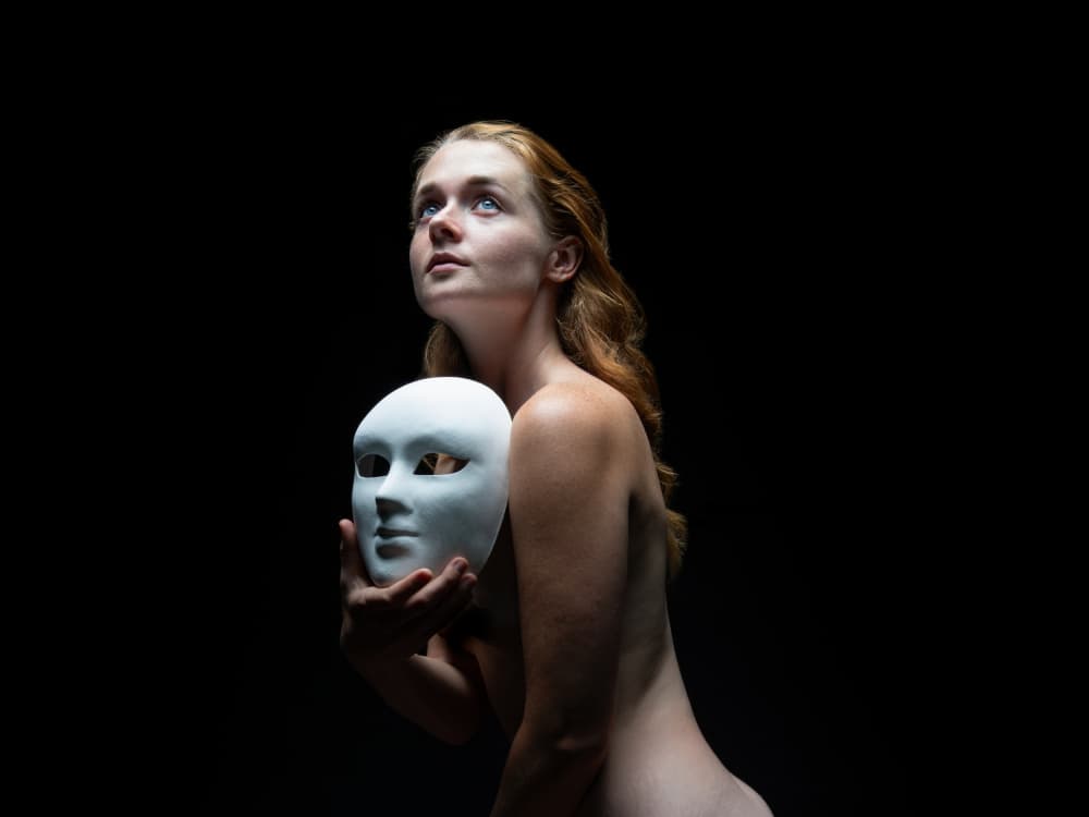 Contemplative Woman Mask by Sam SDFMedia — canvas wall art