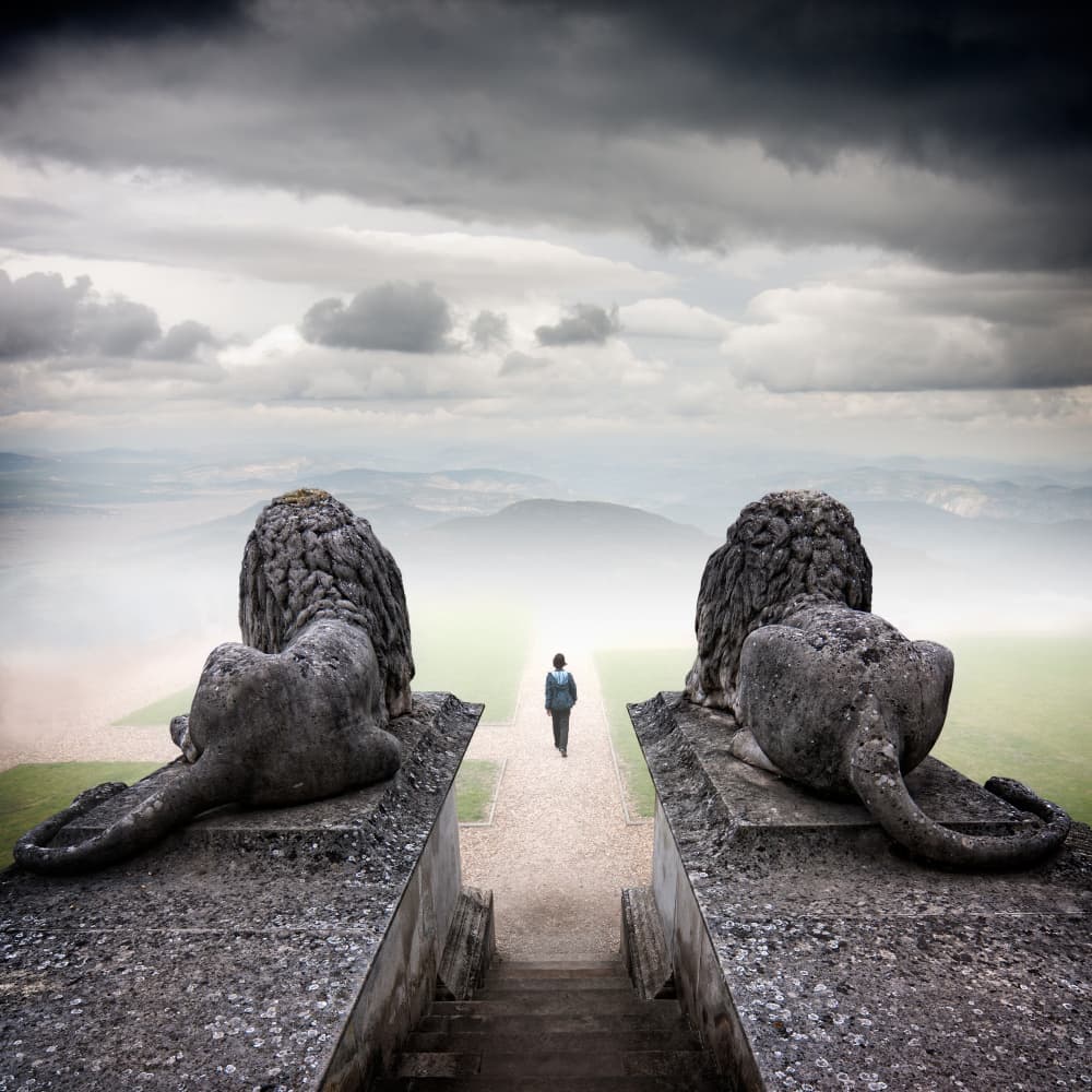 Solitary Path Stone Guardians by Angel Villalba — canvas wall art