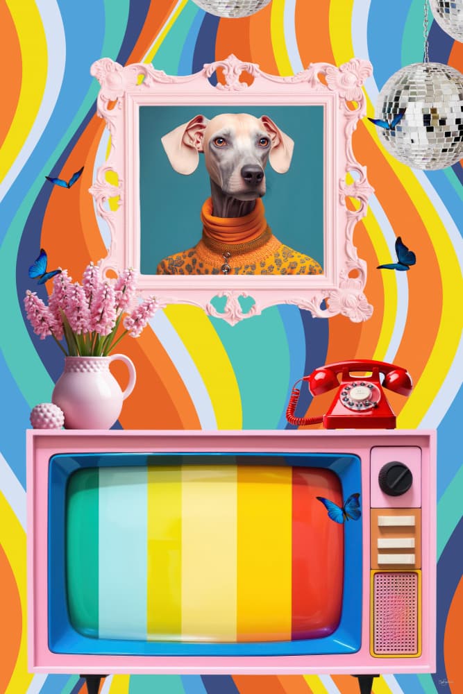 Stylish Dog Retro Vibe by Sue Skellern — canvas wall art