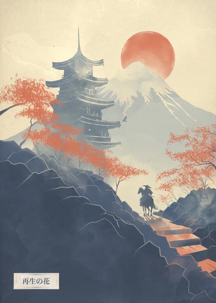 Samurai Pagoda Path by Fadil Roze — canvas wall art