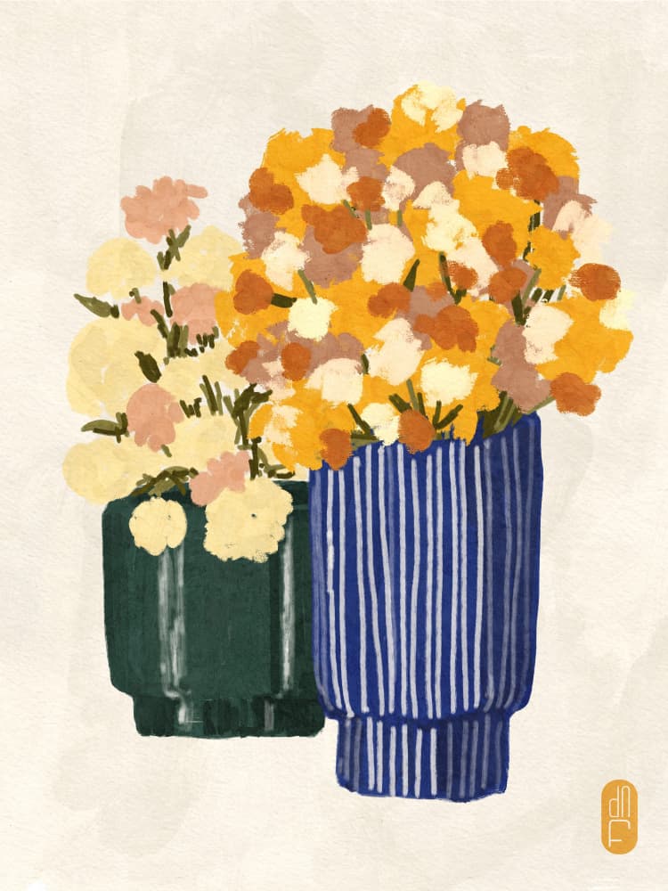 Colorful Floral Vases by Dianne Nicole Fernando — canvas wall art