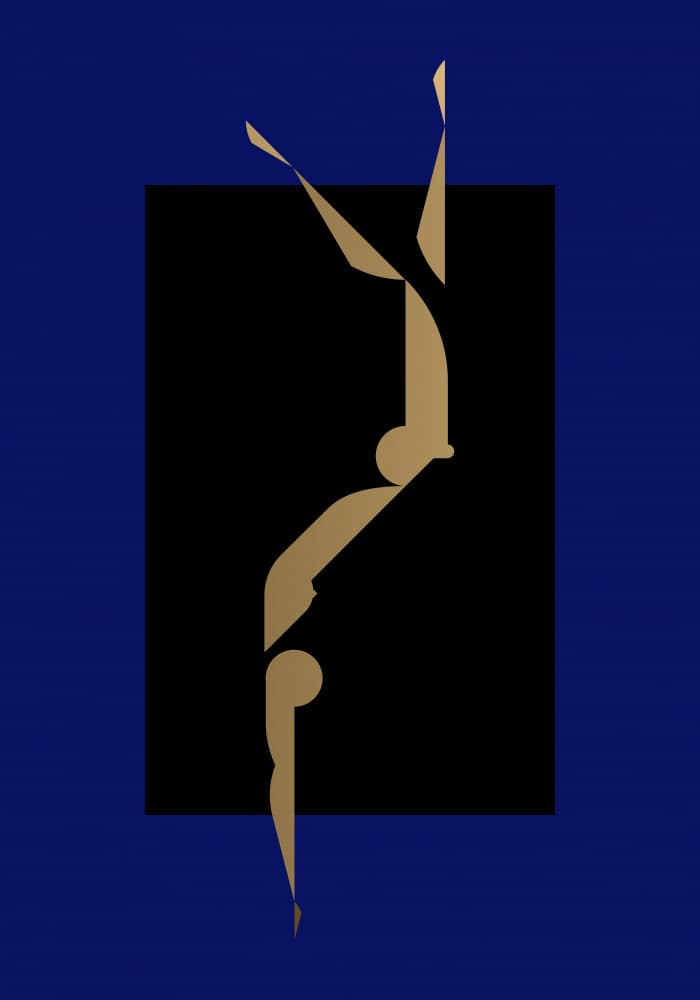 Abstract Golden Gymnast Pose by Studio Soleil — canvas wall art