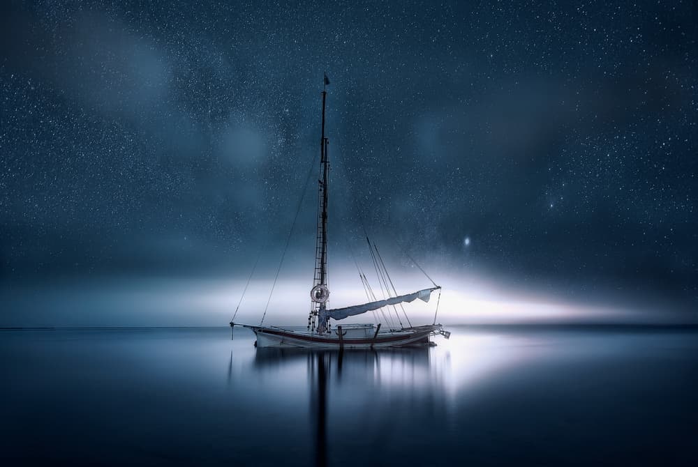 Starry Night Sailboat by Jose Antonio Triviño Sanchez — canvas wall art