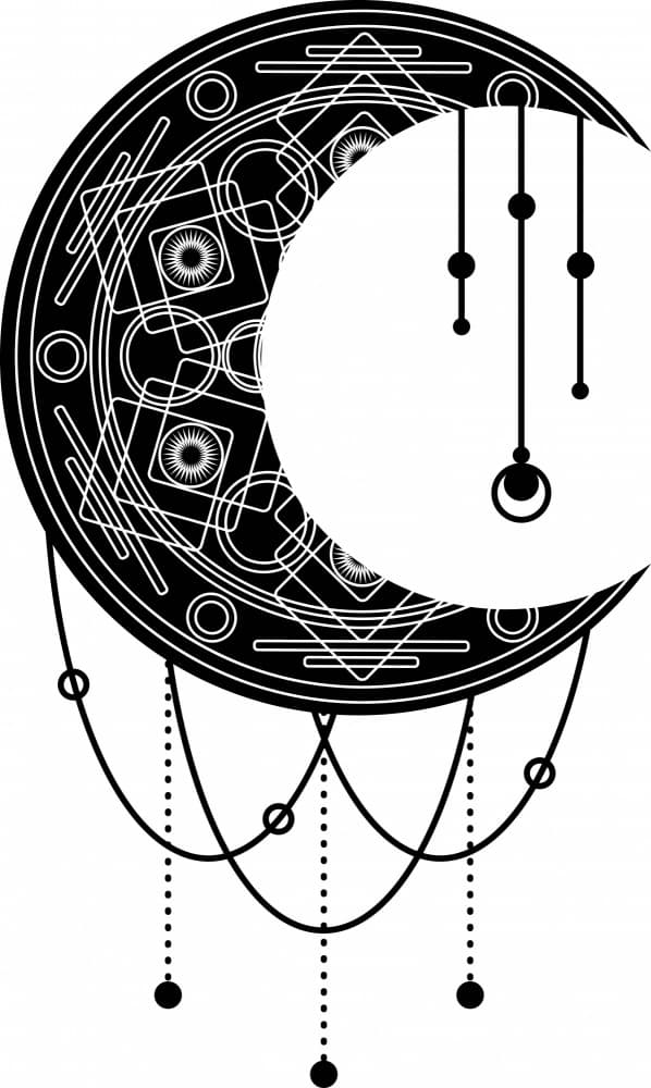 Mystic Crescent Moon Charm by Marika Barsrsind — canvas wall art