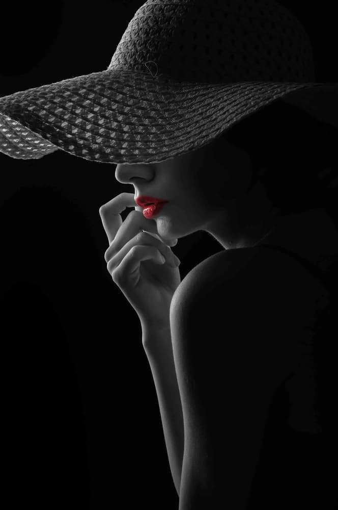 Mysterious Woman Red Lips by Saeed Zamani — canvas wall art