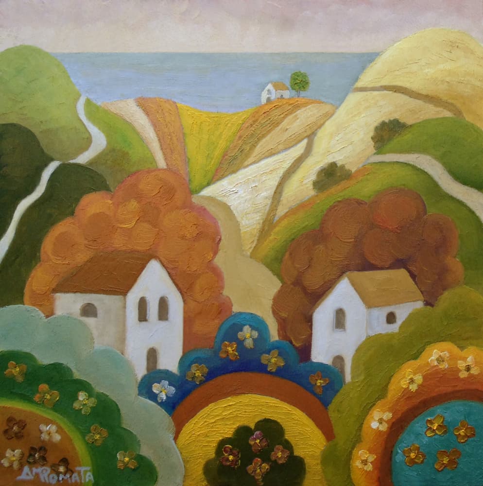 Idyllic Coastal Village by Angeles M. Pomata — canvas wall art