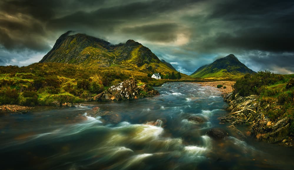 Dramatic Highland River House by Krzysztof Browko — canvas wall art