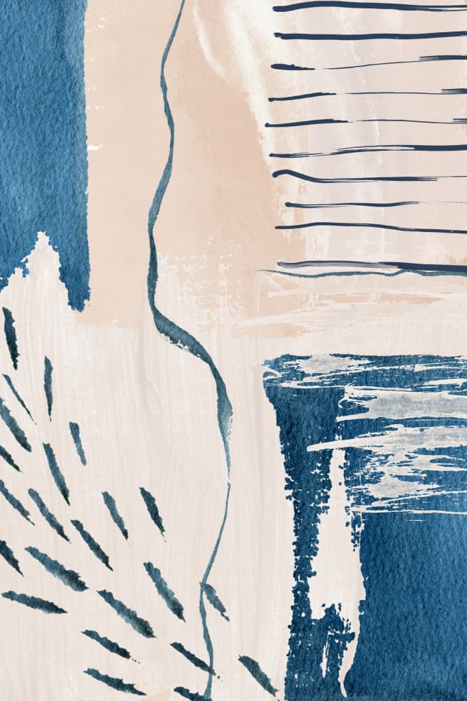 Abstract Indigo Beige Strokes by Sally Ann Moss — canvas wall art