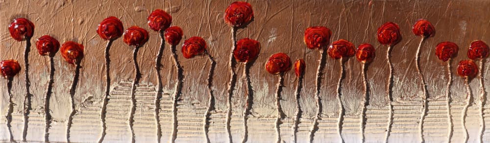 Textured Red Poppies by Donatella Marraoni — canvas wall art
