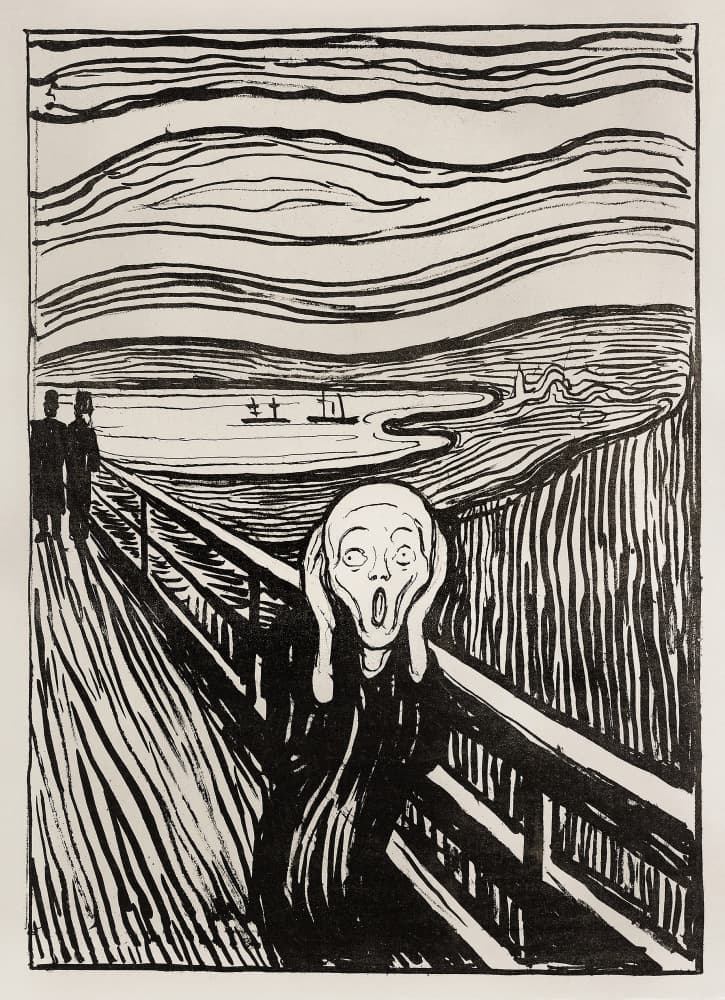 Skriet - The Scream - Mono by Edvard Munch — canvas wall art