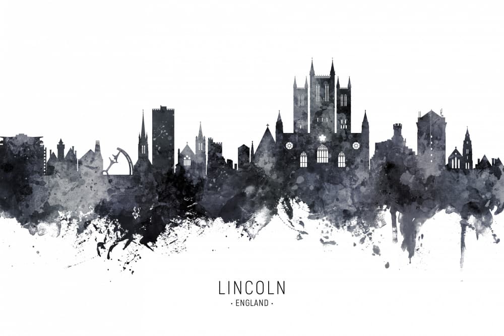 Watercolor Lincoln Cityscape by Michael Tompsett — canvas wall art