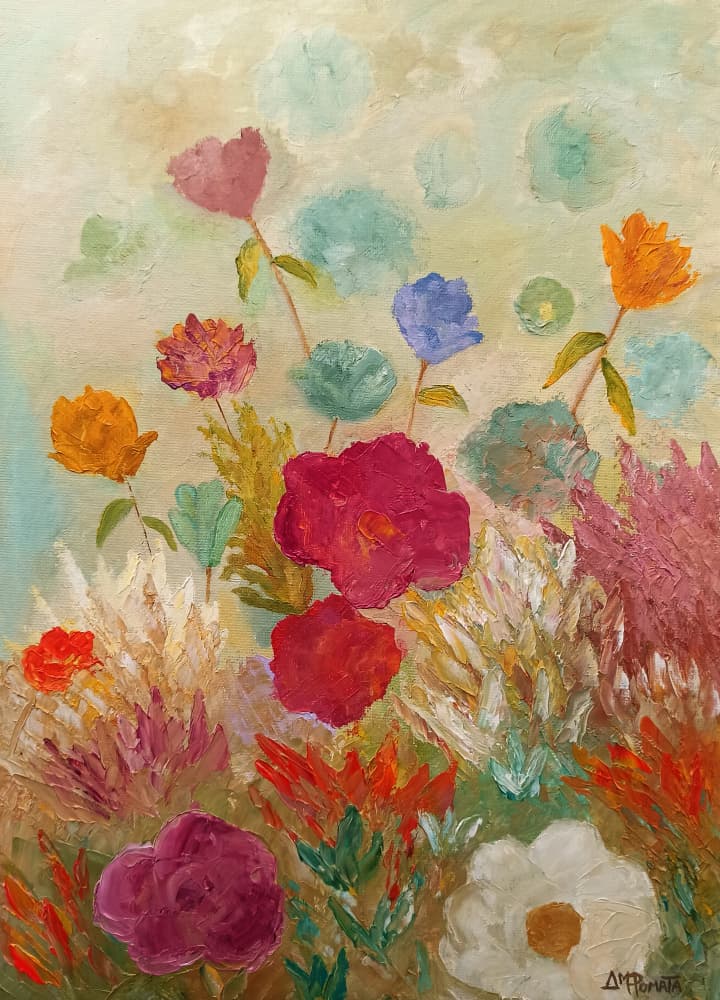 Whimsical Garden Flowers by Angeles M. Pomata — canvas wall art