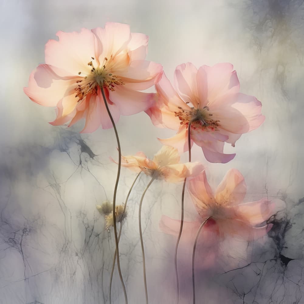 Ethereal Pink Blooms by Bilge Paksoylu — canvas wall art