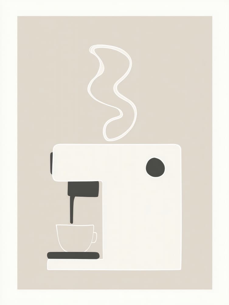 Steaming Coffee Machine by Imaginative — canvas wall art
