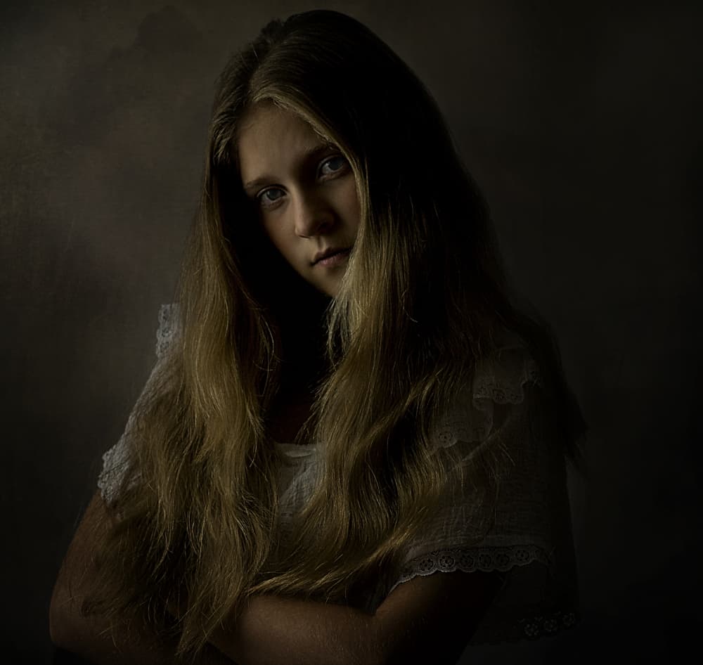 Pensive Young Girl by kenp — canvas wall art