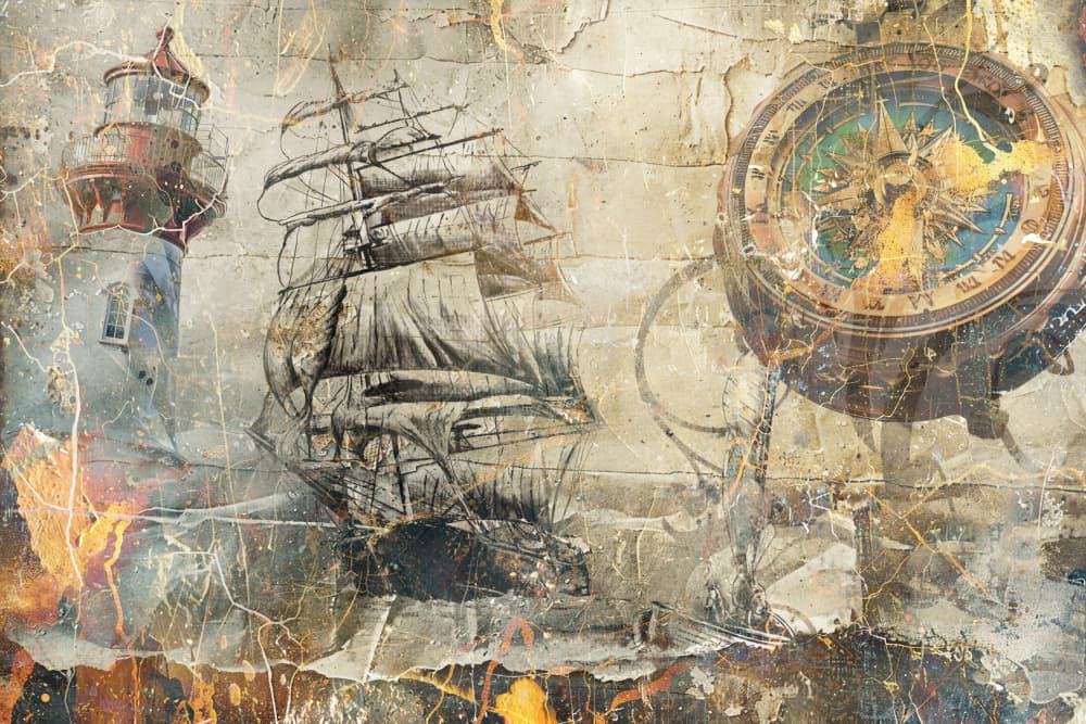 Vintage Nautical Adventure by Rafal Kulik — canvas wall art