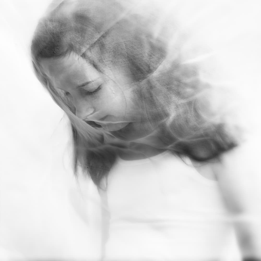 Dreamy Woman Portrait by Mirjam Delrue — canvas wall art