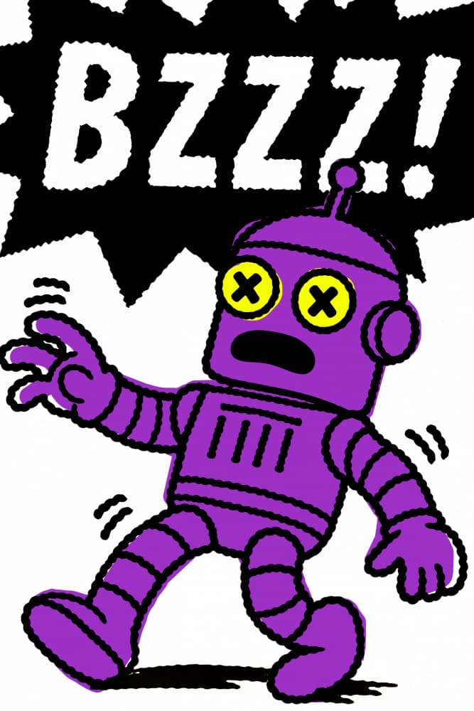 Shocked Purple Robot by ERM — canvas wall art