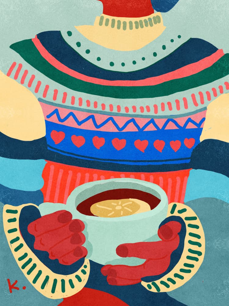 Cozy Sweater Tea by Sylwia Kubus — canvas wall art