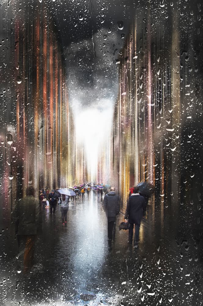 Blurred City Rain Walk by Nicodemo Quaglia — canvas wall art