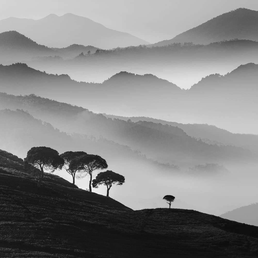 Misty Mountain Layers by Ajie Alrasyid — canvas wall art