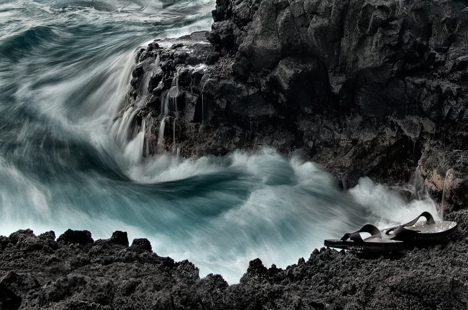 Ocean Waves and Sandals by Carl Bostek — canvas wall art