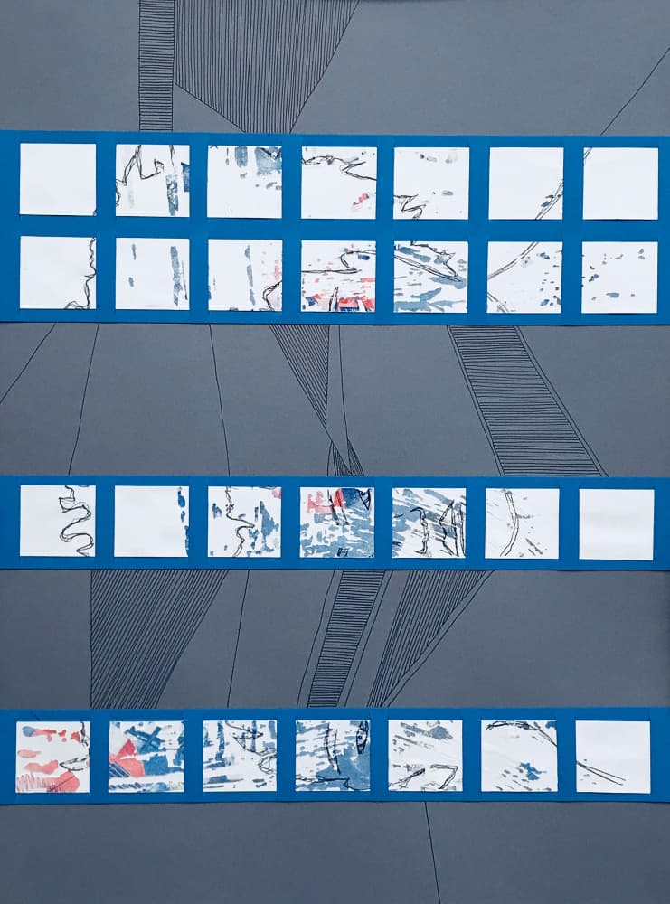 Abstract Blue Grid by kellymariesmith — canvas wall art