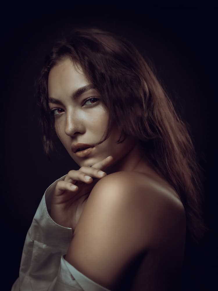 Mysterious Woman Portrait by Robert Girmencea — canvas wall art