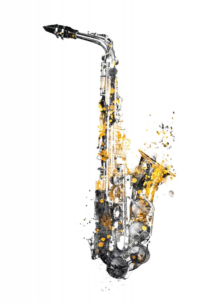 Abstract Gold Saxophone by Justyna Jaszke — canvas wall art
