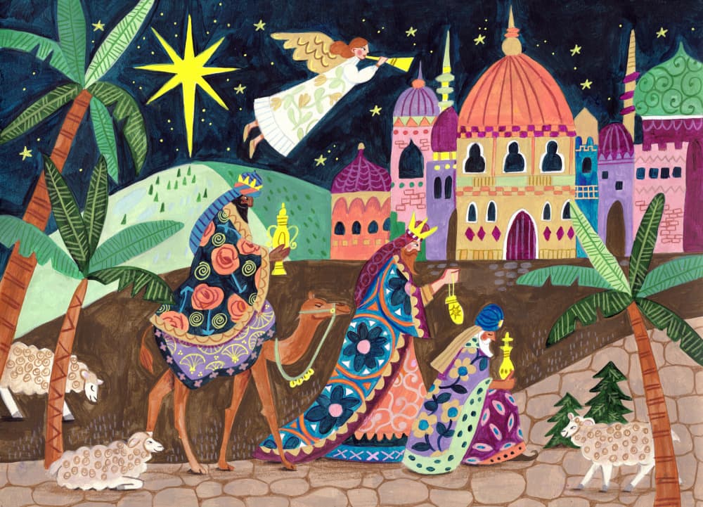 Three Wise Men and an Angel Christmas by Caroline Bonne Müller — canvas wall art