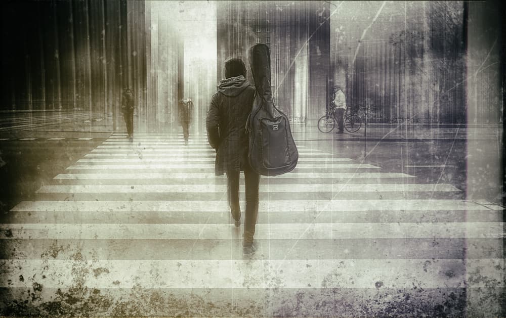 Urban Musician's Journey by Georges Friant — canvas wall art