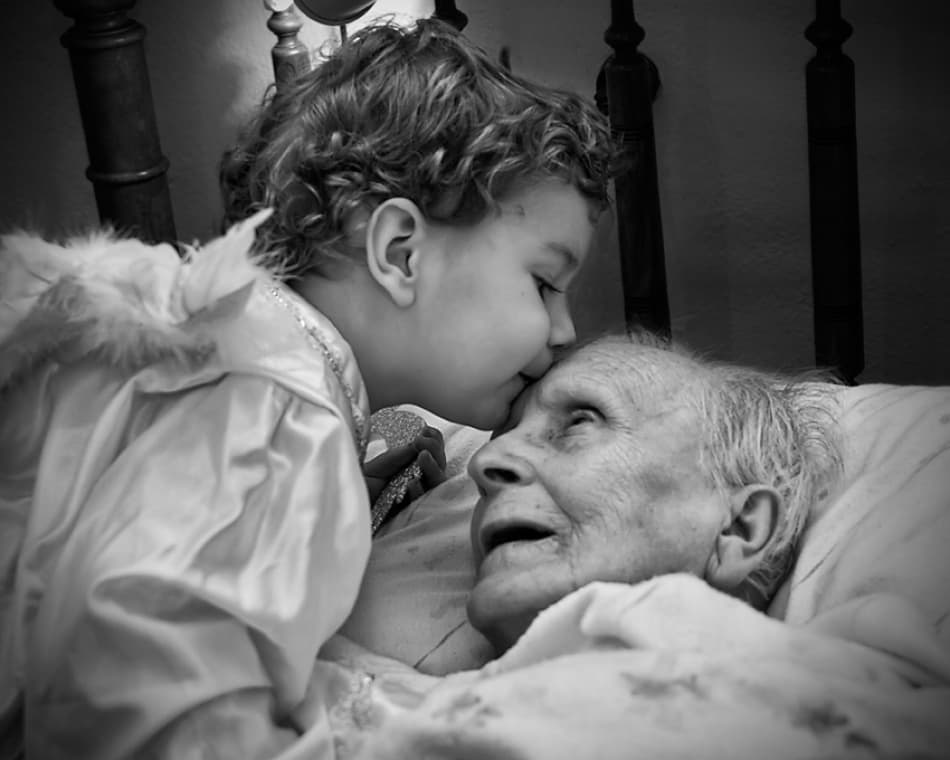 Grandchild's Tender Kiss by Cesar March — canvas wall art