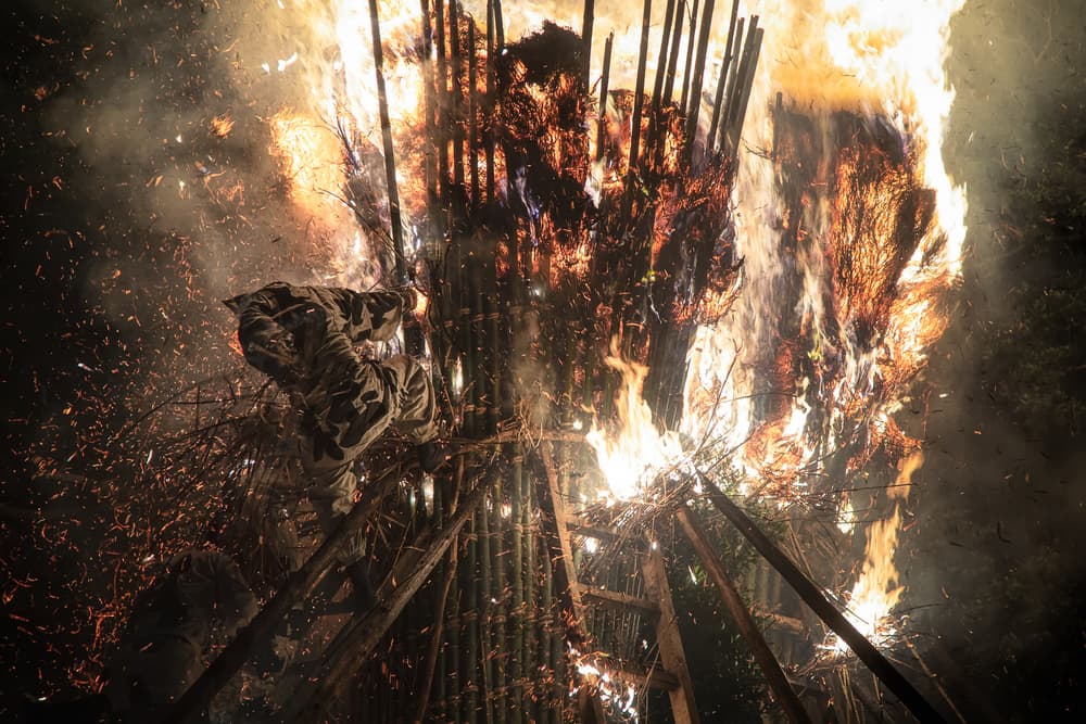 Towering Night Blaze by Takeshi Mitamura — canvas wall art