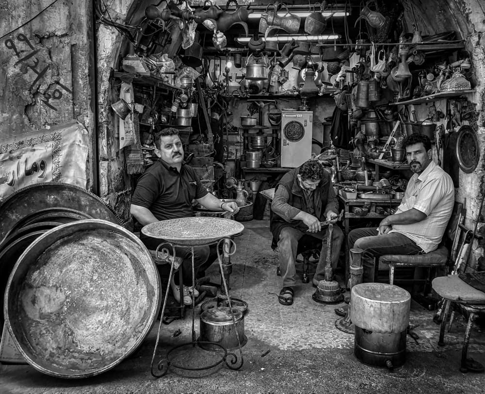 Copper Shop Artisans by Bashar Alsofey — canvas wall art