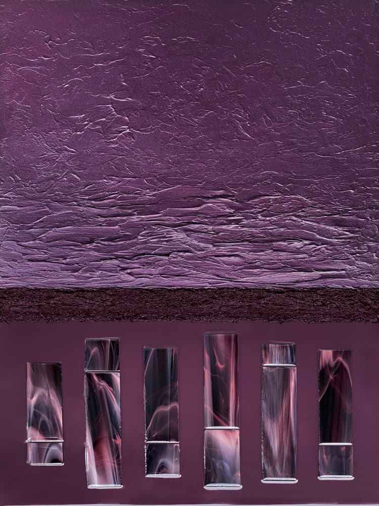 Textured Purple Cylinders by Alyson Storms — canvas wall art