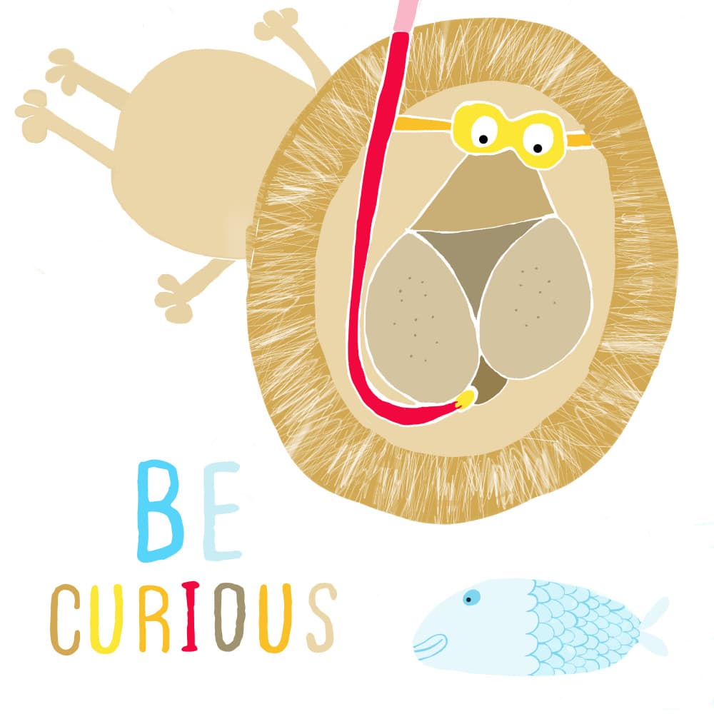 Be Curious Snorkeling Lion by Carla Daly — canvas wall art